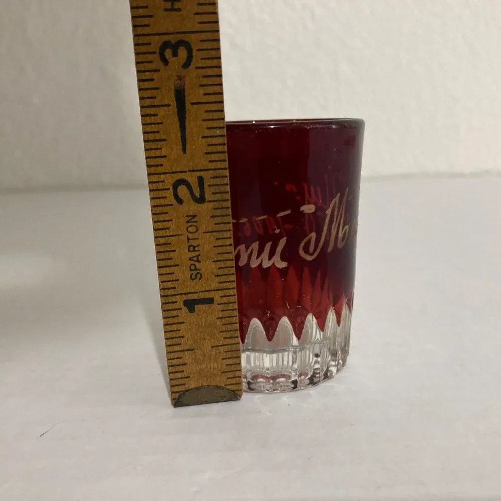 Antique Ruby Stained Pattern Glass Toothpick Holder Minnie Mahaffey 1906